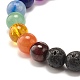 Bracelet extensible perles rondes en pierre de lave naturelle BJEW-JB07455-5