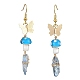 4 paire de boucles d'oreilles pendantes en forme de pépite et de champignon en cristal de quartz naturel teint en 4 couleurs EJEW-TA00335-3