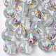 Printed & Spray Painted Transparent Glass Beads GLAA-S047-04A-06-1