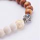 Natural Weathered Agate Beads & Woods Beads Stretch Bracelets BJEW-JB02974-2
