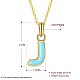 Fashion Tin Alloy Enamel Initial Pendant Necklaces NJEW-BB20973-J-6