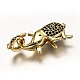 Brass Micro Pave Black Cubic Zirconia Lobster Claw Clasps ZIRC-I052-05G-3