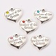 Wedding Theme Antique Silver Tone Tibetan Style Alloy Heart with Mother of the Groom Rhinestone Charms TIBEP-N005-17-1