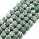 Frosted Natural Green Spot Jasper Round Bead Strands G-M064-12mm-10-1