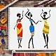 Fingerinspire ragazza africana disegno pittura stencil modelli (11.8x11.8 pollice) ragazza tribale modello stencil decorazione stencil per dipingere su legno DIY-WH0172-379-6