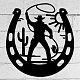 人間の鉄壁の標識が付いた蹄鉄  金属芸術の壁の装飾  居間用  家  オフィス  庭園  キッチン  ホテル  バルコニー  マットガンメタルカラー  200x200x1mm  穴：5mm AJEW-WH0286-082-7