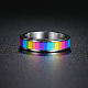 虹色のプライドフラッグエナメル長方形回転リング  ストレス不安解消のためのステンレス製フィッジスピナーリング  ステンレス鋼色  usサイズ10（19.8mm） RABO-PW0001-038F-3