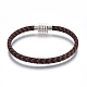 Leather Braided Cord Bracelets BJEW-E352-19P-1