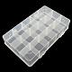 長方形のプラスチックビーズ保存容器  調整可能な仕切りボックス  15のコンパートメント  ホワイト  16.5x27.5x5.5cm CON-Q024-17-2
