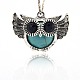 Alliage turquoise synthétique pendentifs hibou TIBE-M001-87-1