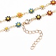 Goldene Messingblume Emaille Glieder Kette Halsketten X-NJEW-JN03171-01-3