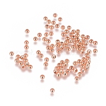 Spacer бисер латунные, круглые, розовое золото , 3 мм, отверстие : 1 мм