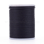 Cordón redondo de poliéster encerado, cordón encerado de taiwán, cuerda retorcida, negro, 1mm, alrededor de 12.02 yarda (11 m) / rollo