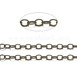 Brass Cable Chains, Unwelded, with Spool, Oval, Cadmium Free & Nickel Free & Lead Free, Antique Bronze, 4x3x0.6mm, about 301.83 Feet(92m)/roll