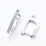 Brass Hoop Earring Findings with Latch Back Closure, Platinum, 19x12x2mm, Hole: 1mm, Pin: 1.1mm