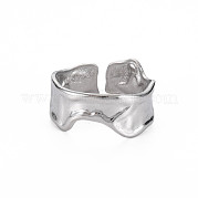 304 Stainless Steel Irregular Cuff Ring RJEW-N038-039P
