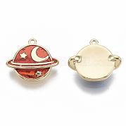 Real 18K Gold Plated Brass Enamel Charms KK-R126-007A-NF