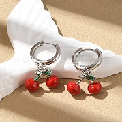Серьги-кольца из вишневой латуни с эмалью EJEW-M077-14P-01
