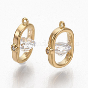Brass Clear Cubic Zirconia Charms ZIRC-Q021-033G-NF