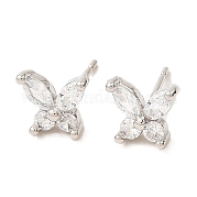 Серьги-гвоздики из платины и бабочки из латуни EJEW-L270-07P-05