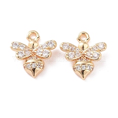 Brass Micro Pave Clear Cubic Zirconia Charms X-KK-G418-11G