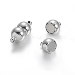 Chiusure magnetiche in acciaio inossidabile 304 anti-ossidazione con passanti, colore acciaio inossidabile, 18x8mm, Foro: 1 mm