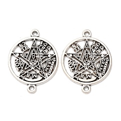 Ciondoli connettori wiccan in lega stile tibetano tetragrammaton pentagramma, piombo & cadimo libero, argento antico, 31x23.5x1.5mm, Foro: 1.6 mm, circa 312pcs/1000g