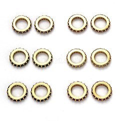 Perles européennes rondelles en laiton micro-pavé de zircone cubique, Plaqué longue durée, perles d'espacement à grand trou, couleur mixte, 10x1.8mm, Trou: 6mm