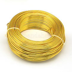 Alambre de aluminio anodizado redondo, alambre artesanal de metal flexible, para hacer artesanías de joyería diy, oro, 10 diámetro, 2.5mm, 35 m / 500 g (114.8 pies / 500 g)