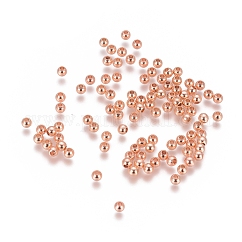 Perles séparateurs en laiton, sans cadmium et sans plomb, ronde, or rose, 3mm, Trou: 1mm
