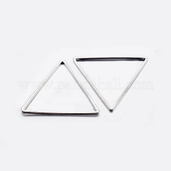 Anillos de enlace de latón, sin plomo y cadmio, chapado, triángulo, color plateado, 23.5x27x0.8mm, diámetro interior: 22x24 mm