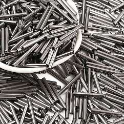Perline di tromba in vetro, Argento Placcato, 20x2~2.5mm, Foro: 0.5 mm, circa 2000~2500pcs/scatola