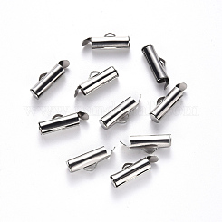 Craftdady 100Pcs Stainless Steel Glue in Column Cord End Caps 3mm Inner  Diameter Metal Bead Tube Fastener Clasps with Loop for Jewelry Making