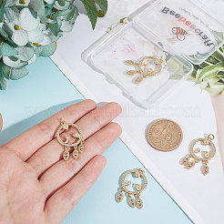 Placage de crémaillère en laiton micro pavé pendentifs en zircone cubique claire&nbsp;ZIRC-BBC0001-23