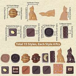 60 Stück 15 Arten Harz Cabochons&nbsp;RESI-SC0006-27