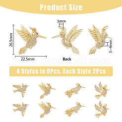8 Stk. 4 Stile Messing Micro Pave Zirkonia Anhänger&nbsp;ZIRC-DC0001-27