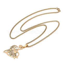 Collane con ciondolo a forma di cuore con nota musicale in acciaio inossidabile 201&nbsp;NJEW-K283-03G