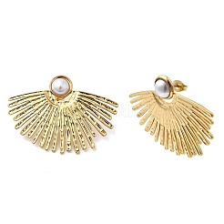 Boucles d'oreilles à tige en acier inoxydable 201 avec perles en plastique ABS&nbsp;EJEW-Z151-13G-08