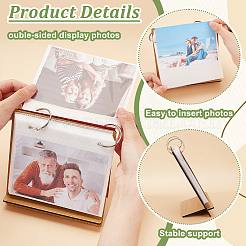 5 pouce rectangle couverture en bois scrapbook bricolage classeur album photo&nbsp;DIY-WH0349-306B