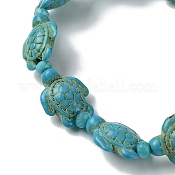 Pulseras elásticas con cuentas de turquesa sintética para mujer.&nbsp;BJEW-JB13597-03
