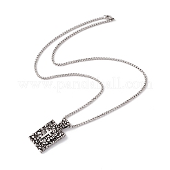 Collana con ciondolo a forma di rettangolo in lega con 201 catene in acciaio inossidabile&nbsp;NJEW-E016-01AS