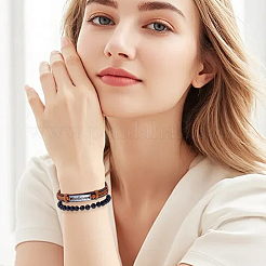 13 stücke 5 arten pu imitation leder geflochtene armbänder für frauen männer&nbsp;BJEW-CL0001-22
