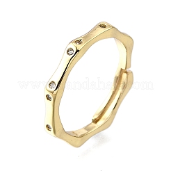 Verstellbare Messing-Fingerringe mit Mikropflaster und klarem Zirkonia für Damen&nbsp;RJEW-H247-11G