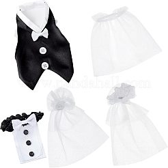 2 ensemble de 2 housses de bouteille de vin en organza et tissu pour mariés&nbsp;AJEW-CA0002-44