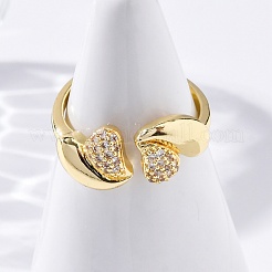 Mikropavé-Manschettenringe aus klarem Zirkonia aus Messing für Damen&nbsp;RJEW-U043-04G
