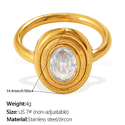 304 Edelstahl Pavé-Fingerringe mit Zirkonia&nbsp;WG8B863-01