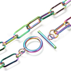 Unisex-Halsketten aus 304er Edelstahl mit PVD-Vakuumbeschichtung und Büroklammerkette&nbsp;NJEW-H215-02MC