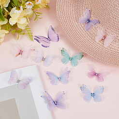60 pieza de accesorios de adorno de mariposa de tela de 10 colores&nbsp;DIY-CY0004-04