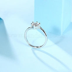 Rhodinierter Solitärring aus Sterlingsilber mit Moissanit-Strass&nbsp;AJEW-U007-24P