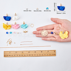 Kits de fabrication de boucles d'oreilles pendantes en tissu fleuri à faire soi-même&nbsp;DIY-SC0013-04
